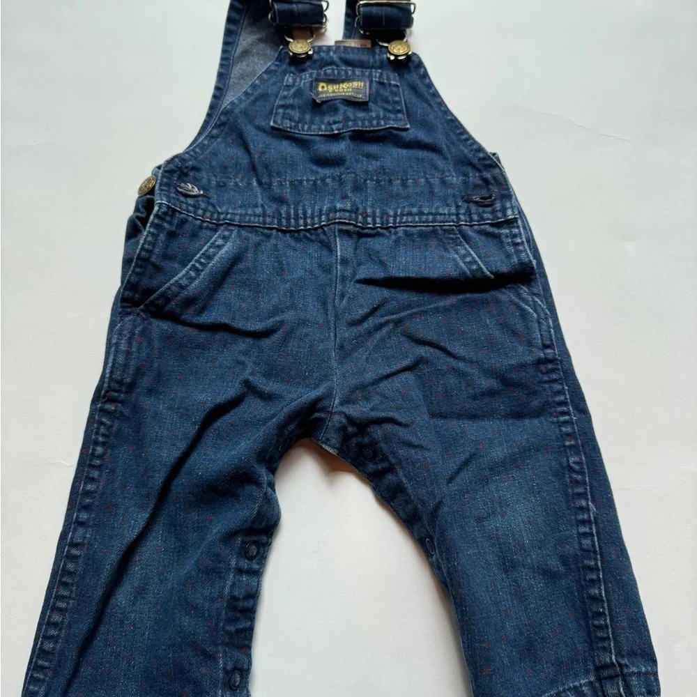 Vintage Oshkosh B’gosh Vestbak Denim Polka Dot  Overall Jeans 12 Months VTG 90s
